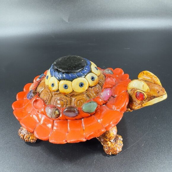 Vintage Mexican Turtle Figurine Resin With Stones Hand Crafted Figure Decor VTG - Picture 10 of 12